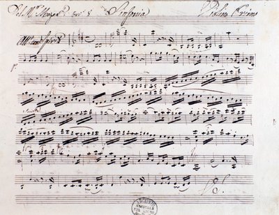 Nodeside for den første violin i Symfoni nr. 7, af Mozart af Unknown artist