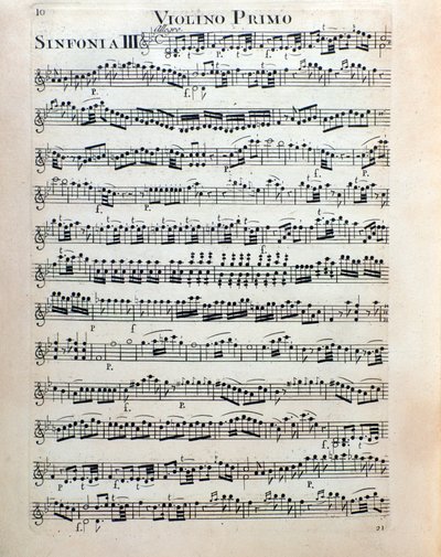 Nodeside for violin til symfoni nr. 3 af Christian Cannabich af Unknown artist