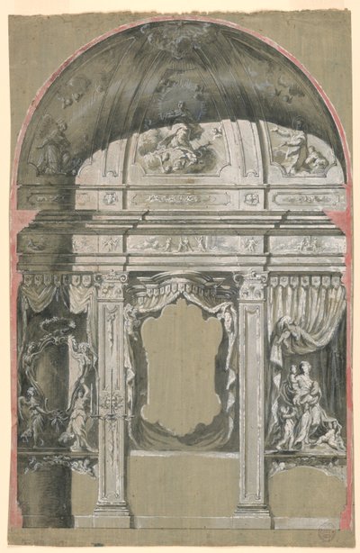 Sidekapel, med velgørenhedsfigurer, jomfruen og hellige af Unknown artist