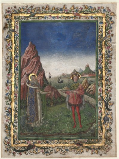 Enkelt blad fra et missal: To mandlige hellige af Unknown artist