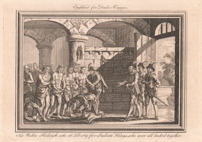 Sir Walter Raleigh sætter på Liberty Five Indian Kings, som alle var knyttet sammen af Unknown artist