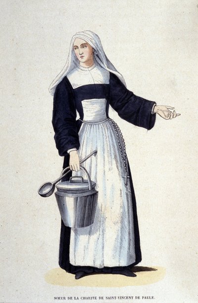 Søster til velgørenheden Saint Vincent de Paul. Gravering fra et album om religiøse ordrer, Paris af Unknown artist
