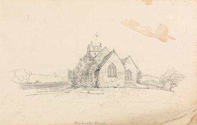 Skitse af en lille landkirke; skitse af et skib af Unknown artist