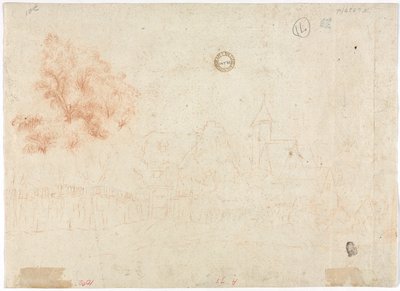 Skitse af en landsby (verso) af Unknown artist