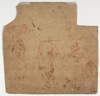 Skitser af heste og ryttere (recto) af Unknown artist