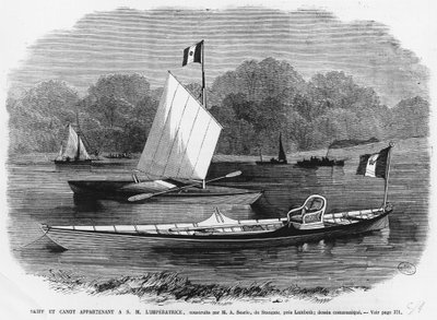 Skiff og kano ved siden af imperatrice, bygget af M.A. Searle de Stangate, nær Lambeth - gravering af Unknown artist