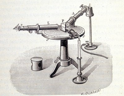 Spectroscope Bunsen and Kirchoff - i ""Physique populaire"" af Emile Desbeaux, Flammarion af Unknown artist