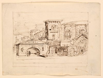Scenedesign, antikke bygninger af Unknown artist