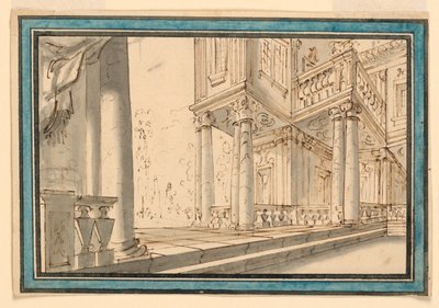 Scenedesign: Atrium af en villa af Unknown artist