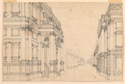 Scenedesign: Bygade med paladser af Unknown artist