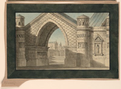 Scenedesign, gotisk buegang af Unknown artist