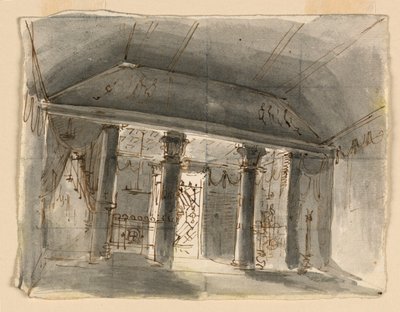Scenedesign, interiør af kapel af Unknown artist