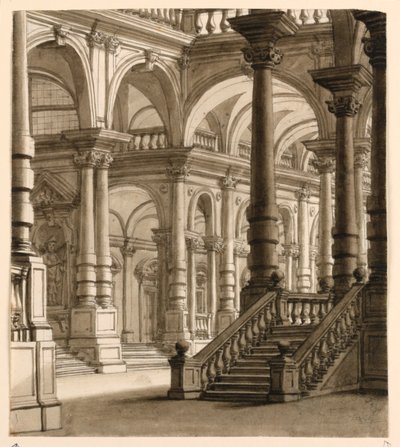 Scenedesign, Portiko med trappe af Unknown artist