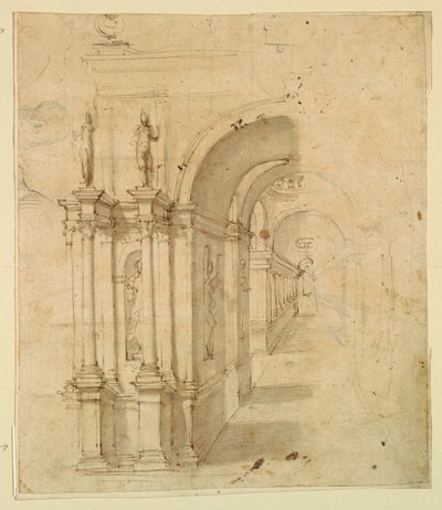 Scenedesign: Udsigt gennem buegang af Unknown artist
