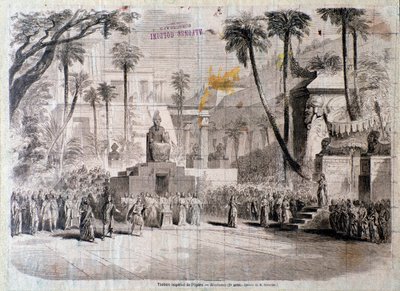 Scene til anden akt af Semiramide, opera af Gioacchino Rossini af Unknown artist