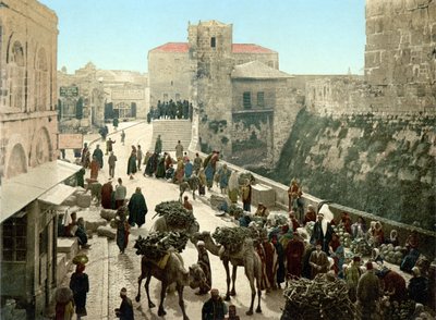 Gaden til Davids tårn, basaren. Jerusalem. Photochrome sd. mellem 1890-1900. af Unknown artist