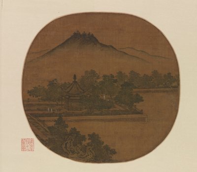 Gå en tur til et lysthus ved søen af Unknown artist