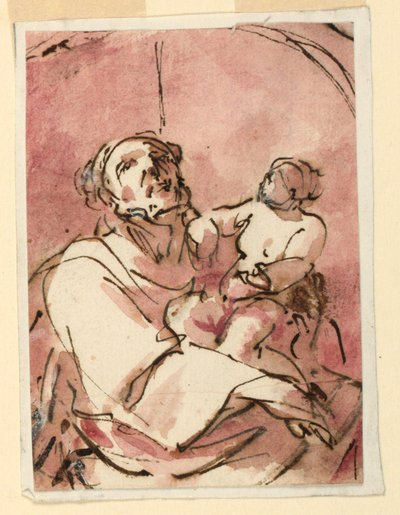 Studie af Sankt Joseph, der bærer Kristusbarnet af Unknown artist