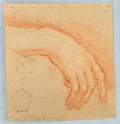 Studie af en højre hånd af Unknown artist