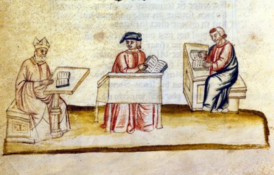 Studieværelse i et kloster. 14. århundrede. Bibl. Nazionale Marciana, Venedig. af Unknown artist