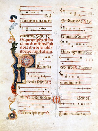 Sursum Corda, eksempel på 1300-tallets notation ("P"). af Unknown artist