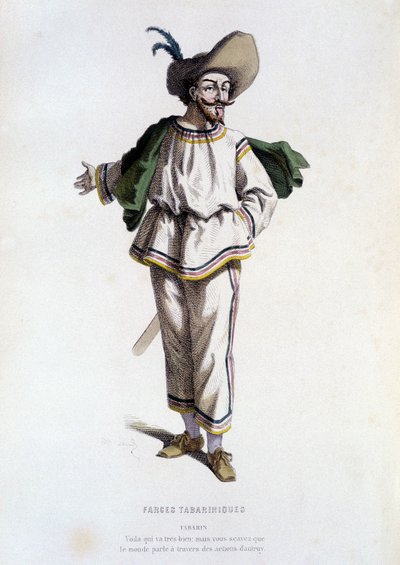 Tabarin, ""karakter af Farces Tabariniques"" (af Tabarin 1622), i ""Fransk teater i det 16. og 17. århundrede, forud for Moliere"" af Edouard Fournier. af Unknown artist