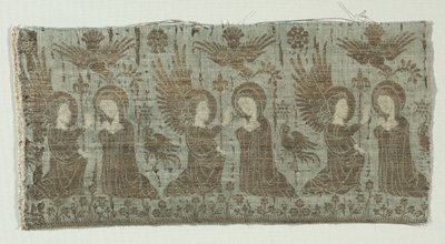 Tekstilfragment med Bebudelsen af Unknown artist