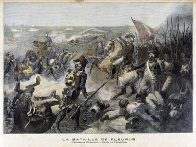 Slaget ved Fleurus (Belgien 1794) ifølge maleriet af Mauzaisse (Musee de Versailles). Illustration af "Little Jourbal" fra 1892. af Unknown artist