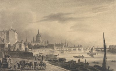 City of London fra Somerset House af Unknown artist