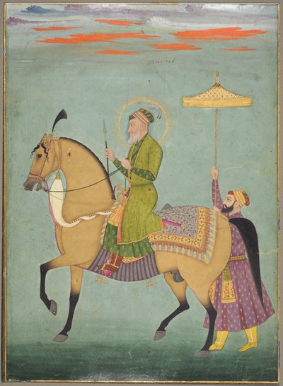 Kejser Alamgir (regerede 1658–1707) til hest af Unknown artist