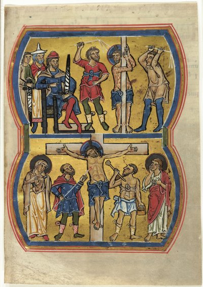 Flagellationen og korsfæstelsen, fra et psalter af Unknown artist