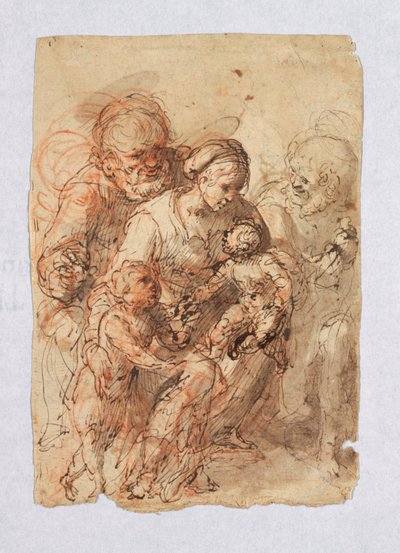 Den hellige familie og Sankt Johannes af Unknown artist