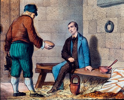 Den italienske patriot Silvio Pellico (1798-1854), anklager for carbonarianisme (carbonari) og omslutter fæstningen Spielberg (Spilberk) i Moravia Litografi i det 19. århundrede af Unknown artist