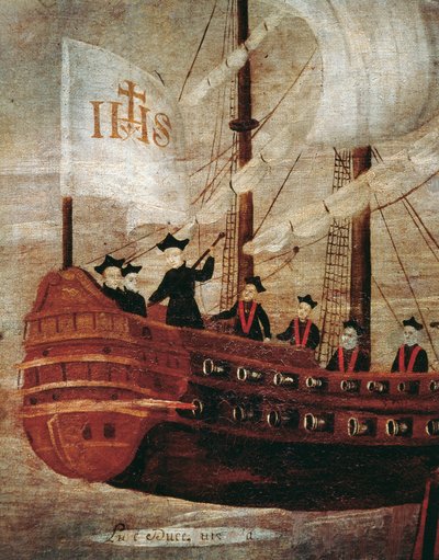 Jesuitterne ankommer med skib ud for Ny Granadas kyst af Unknown artist