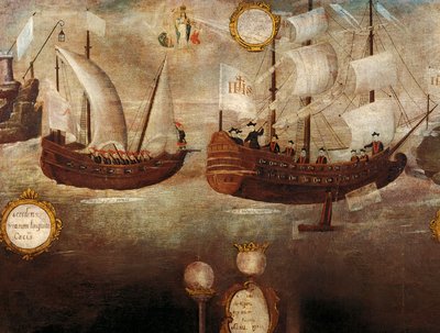 Jesuitterne ankommer med skib ud for Ny Granadas kyst af Unknown artist