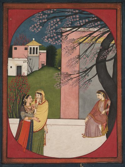 The Lovelorn Heroine, fra en Sat Sai fra Bihari af Unknown artist