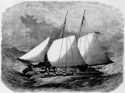 "" Nonpareil": Amerikansk redningsbåd, bygget af gummi, og som gjorde krydset af Atlanten, det er en model, der blev udstillet i Mars-feltet - i "" grand Album de l
