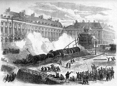 Pariserkommunen i 1871. Nedrivning af Vendomesøjlen af federes (communards) den 12. april af Unknown artist