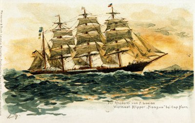 Pisagua-klippet ved Kap Horn. 1800-tals illustration af Unknown artist