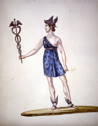 Den romerske gud Merkur eller Hermes blandt grækerne. af Unknown artist