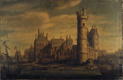 Tårnet og porten i Nesle, Hôtel de Nevers, ca. 1650 (olie på lærred) af Unknown artist