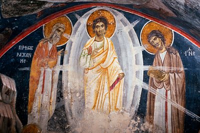 The Transfiguration of Jesus - Anonym - 1200-tallet - Fresco - Boyana Church ©FineArtImages/Leemage af Unknown artist
