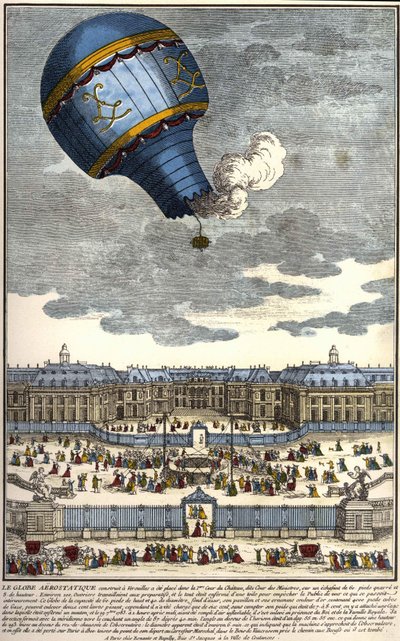 Den aerostatiske globus bygget i Versailles i 1783. af Unknown artist