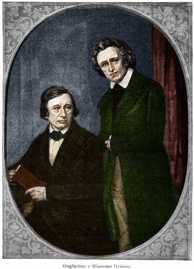 Brødrene Jakob (1785-1863) og Wilhelm (1786-1859) Grimm, tyske forfattere. af Unknown artist