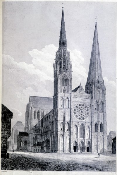 Katedralen i Chartres - gravering af Unknown artist
