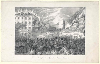 Kampen i Jaegerzeile til Wien af Unknown artist