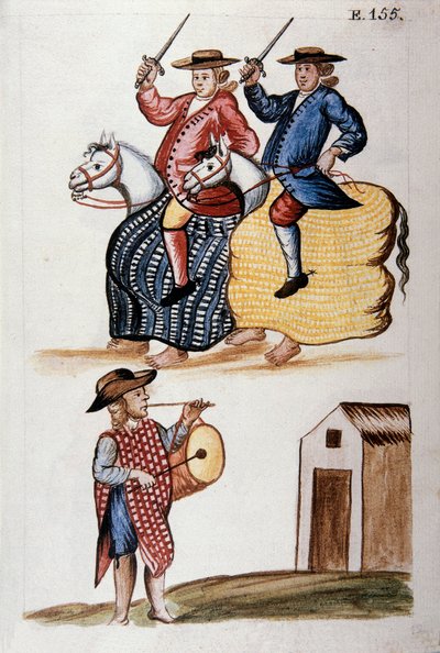 The Dance of the Little Horse, fra bogen "Trujillo del Peru" eller "Codex Martinez Companion", af Baltazar Martinez Companion og Bujanda, biskop af Trujillo (1782-1785) af Unknown artist