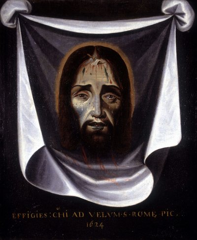 Kristi billedkunst malet fra lærredet, der er bevaret i St. Sylvestre-kirken i Rom af Unknown artist