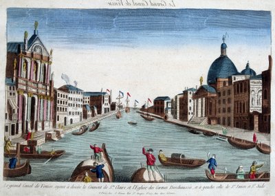 Venedigs store kanal. Til højre: Klosteret Santa Claire og Carmes Deshaussés-kirken. Til venstre: St. Simon og St. Jude Kirke. af Unknown artist