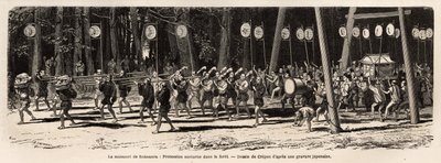 Matsouri (messe, procession) i Roksamia, Kami-templet i nærheden af Yedo (eller Edo, det nuværende Tokyo), på den 5. dag i årets 5. måned, samles folkemængden for at indsamle lægeurter i skoven og om aftenen arrangerer præsterne en af Unknown artist
